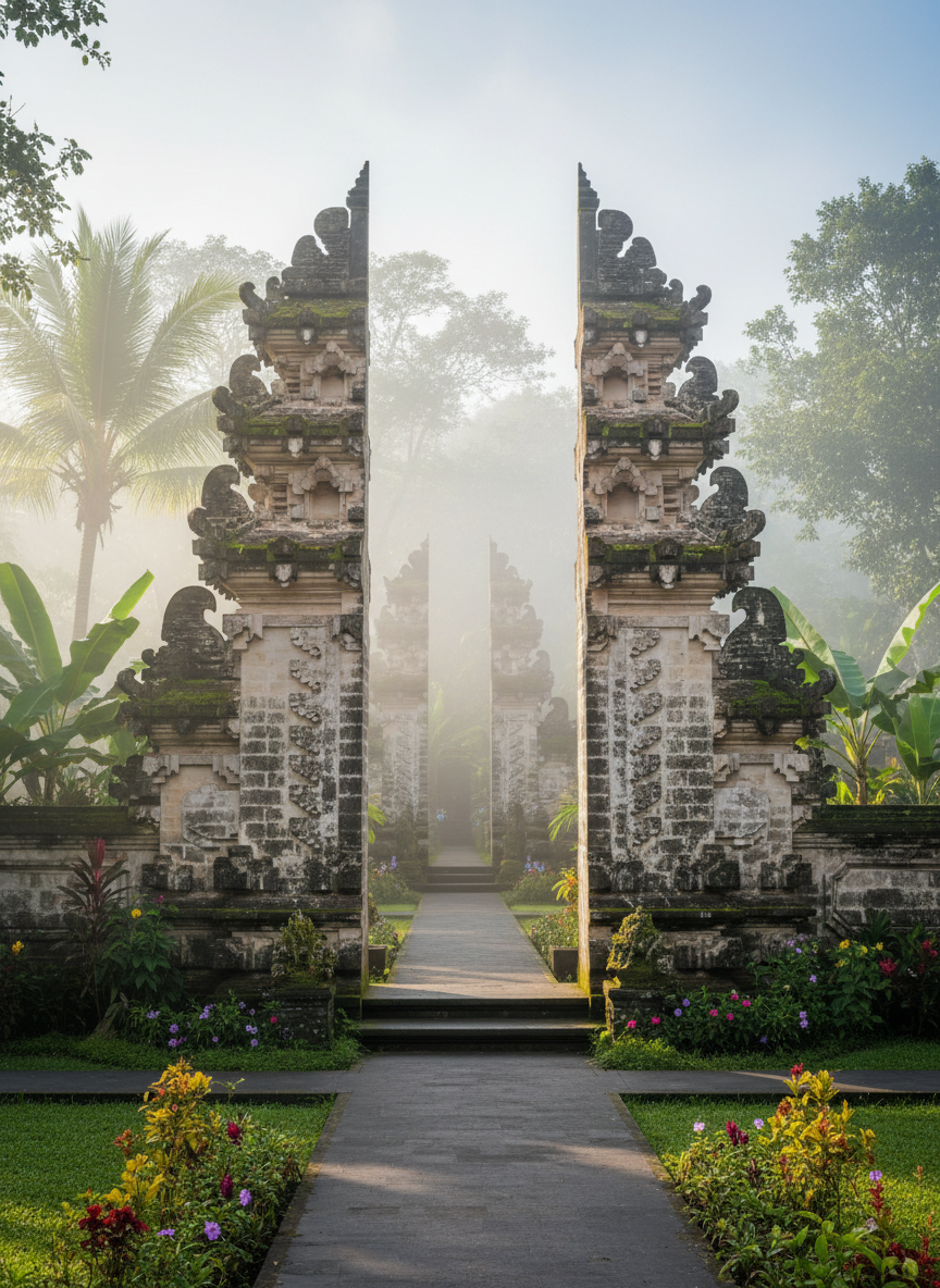 Gerbang pura tradisional Bali yang megah